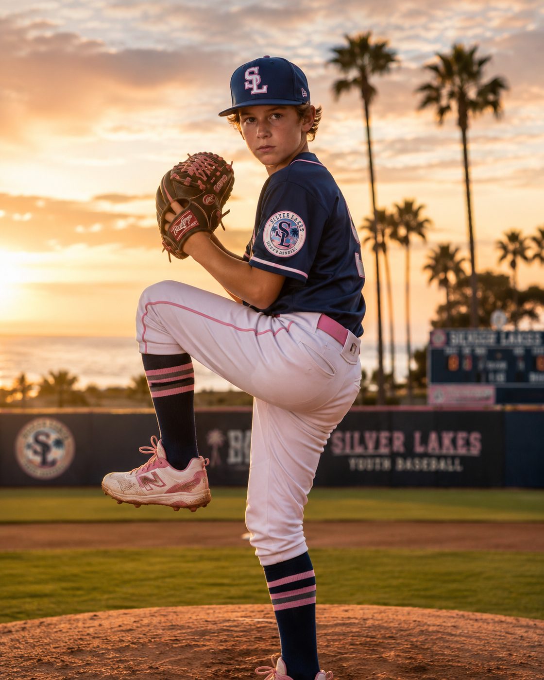 Young pitcher in windup