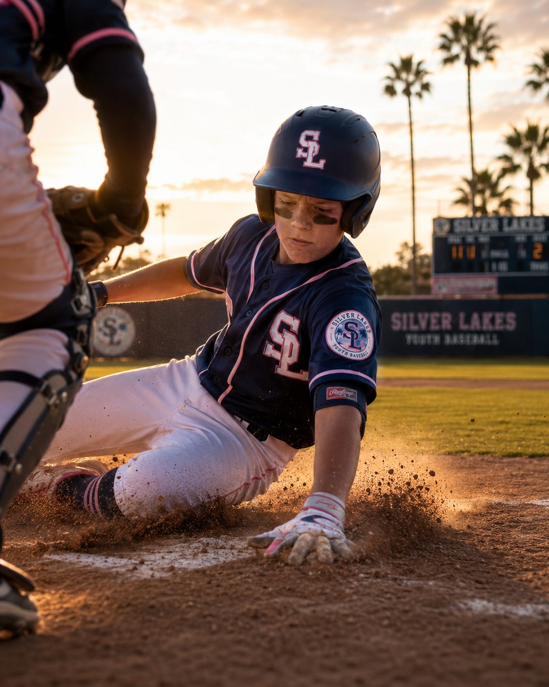Player sliding into a base